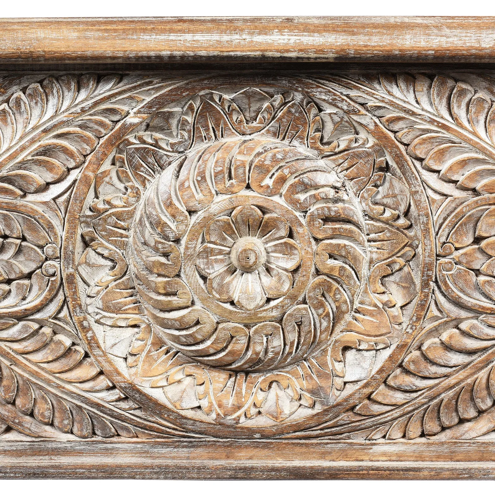 Carved Blanket Chest Made From Painted Teak & Mango Wood